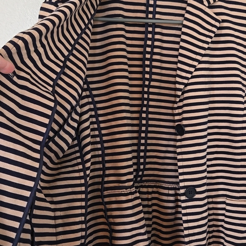 Talbots Navy Striped Knit Blazer Size Large - Picture 9 of 9